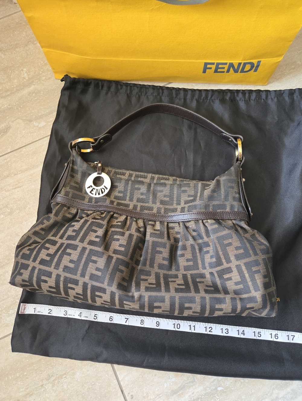 Fendi Brown and Black Zucca Canvas Shoulder Bag - Picture 2 of 10